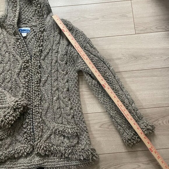 Ecuador Hand Knit Wool Blend Hooded Sweater Women Gray Grandma Cozy Warm Winter - Picture 7 of 9